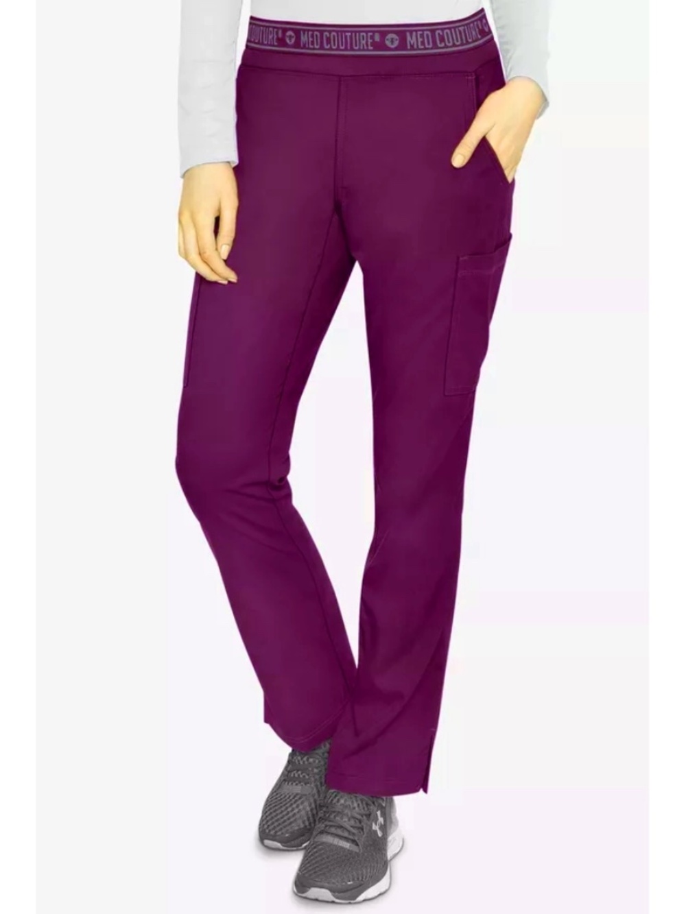 Med Couture Touch Yoga 2 Cargo Pocket Scrub Pant WINE 7739 medical nurse 5XL NWT